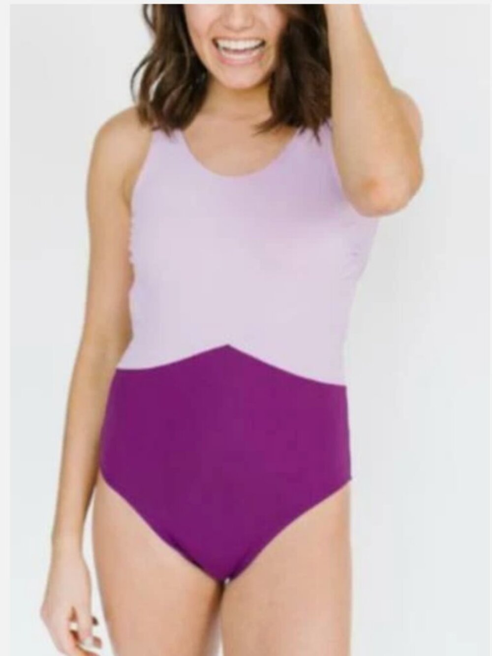 Like New Lime Ricki Women's XL One Piece Swimsuit Open Back Lavender Purple